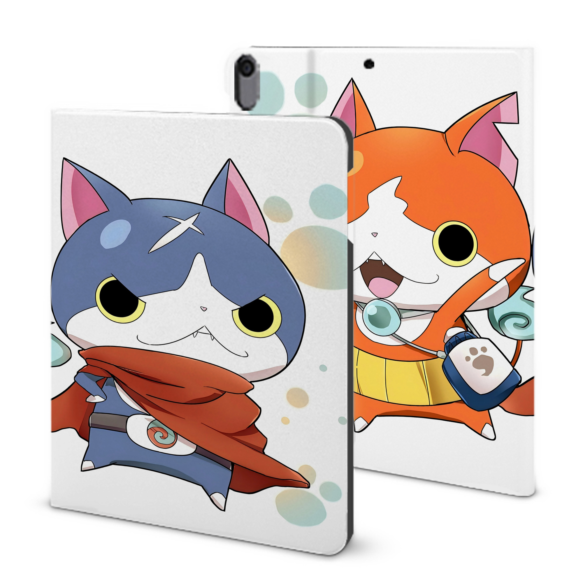 （画像用） 妖怪ウォッチ Yo-kai Watch IPad ケース ブック型 PUレザー TPU 耐衝撃 軽量 薄型 ペン収納なし 全面保護 IPad 各モデル対応